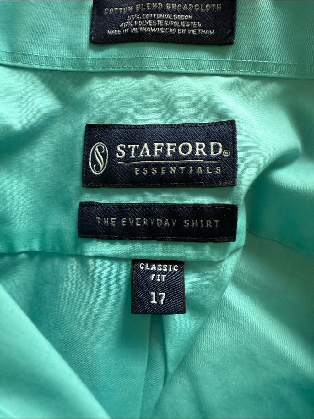 Stafford Men’s Short-Sleeve Button-Down Shirt in Aqua - Picture 4 of 4